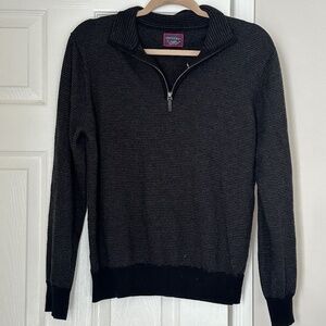UnTUCKit 100% Merino Wool Quarter Zip Gray Grey Stripe Size Extra Large Men